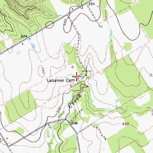 Topographic Map of Lebanon Cemetery, TX