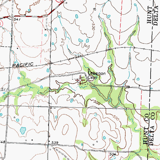Topographic Map of Lebanon Cemetery, TX