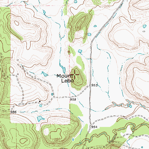 Topographic Map of Mount Lebo, TX