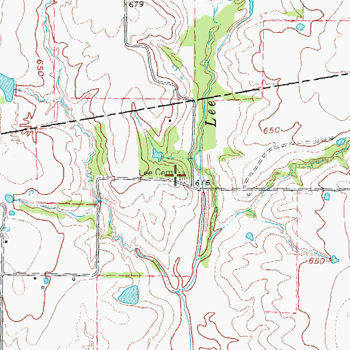 Topographic Map of Lee Cemetery, TX