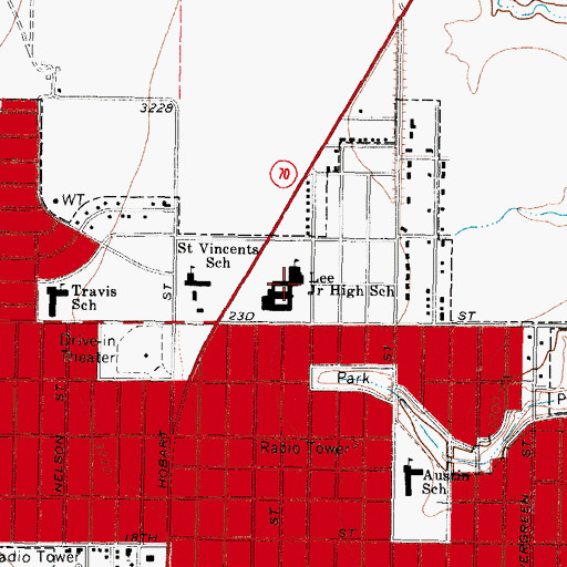 Topographic Map of Lee Junior High School, TX