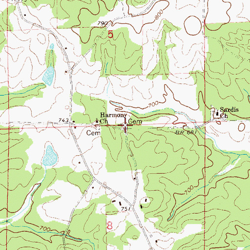 Topographic Map of Waites Cemetery, AL