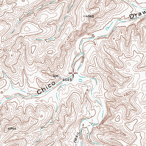 Topographic Map of Leed Canyon, TX