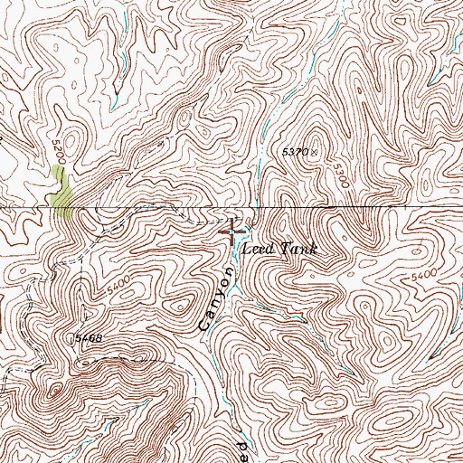 Topographic Map of Leed Tank, TX