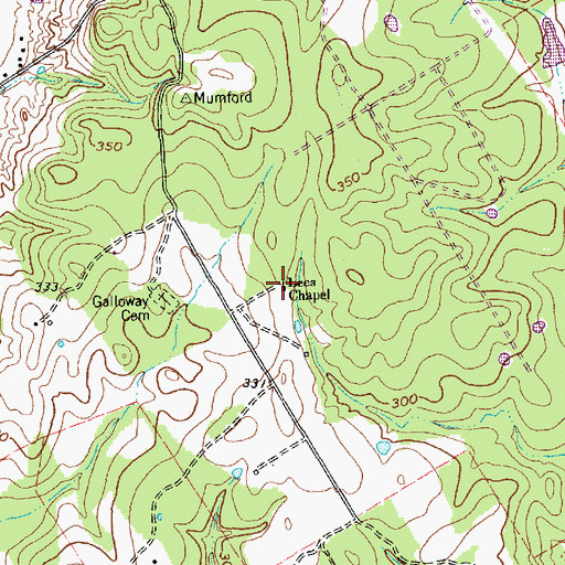 Topographic Map of Lees Chapel, TX