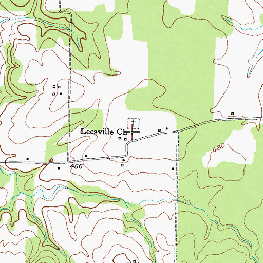 Topographic Map of Leesville Church, TX