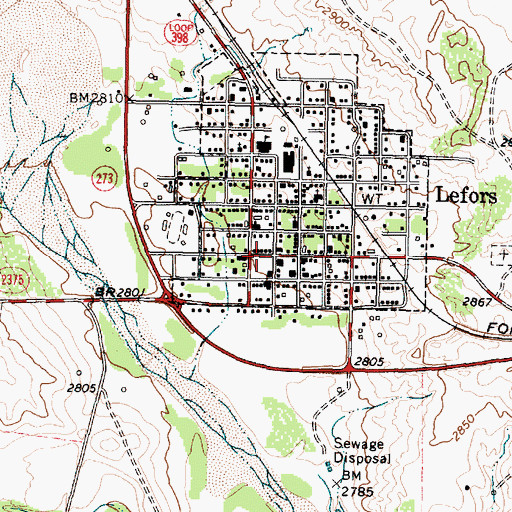Topographic Map of Lefors, TX