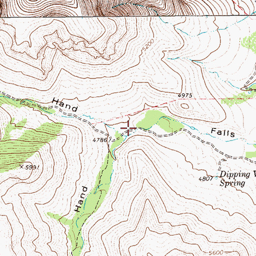 Topographic Map of Left Hand Falls Canyon, TX