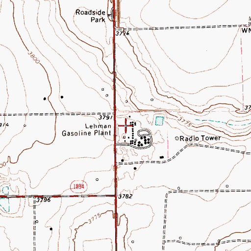 Topographic Map of Lehman Gasoline Plant, TX