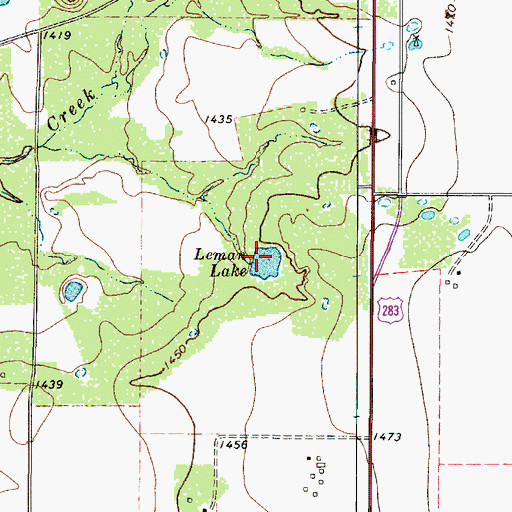 Topographic Map of Leman Lake, TX