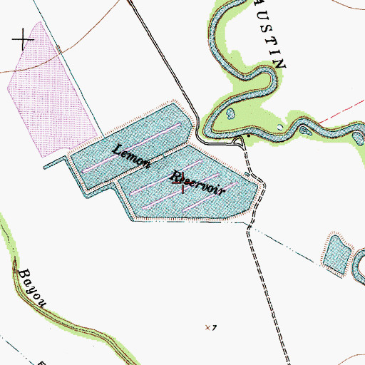 Topographic Map of Lemon Reservoir, TX