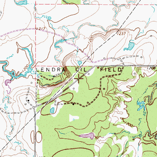 Topographic Map of Lendra Oil Field, TX