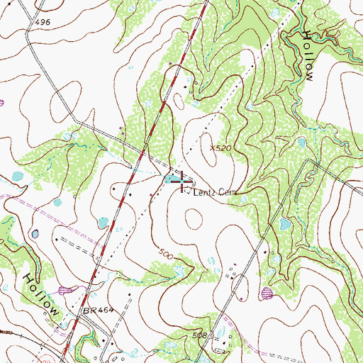 Topographic Map of Lentz Cemetery, TX