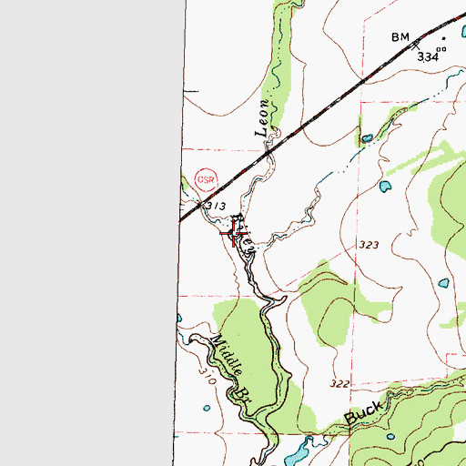 Topographic Map of Leon Creek, TX