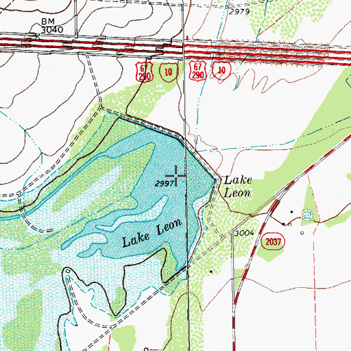 Topographic Map of Lake Leon, TX