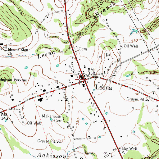 Topographic Map of Leona, TX