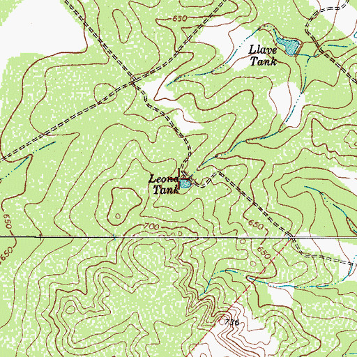 Topographic Map of Leona Tank, TX
