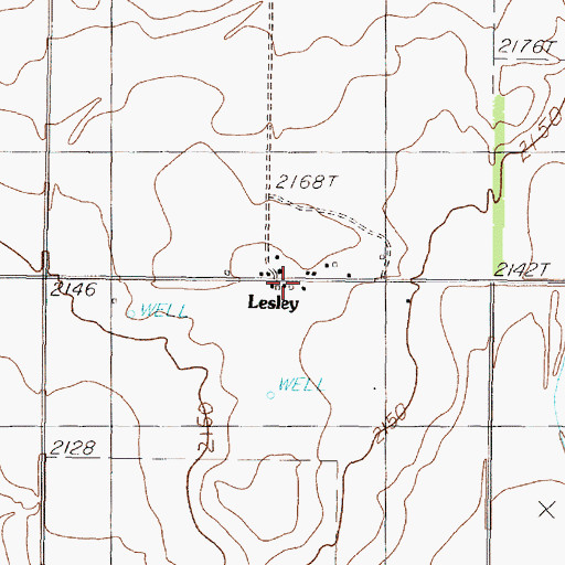 Topographic Map of Lesley, TX