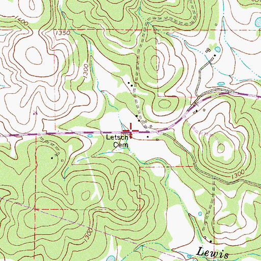 Topographic Map of Letsch Cemetery, TX