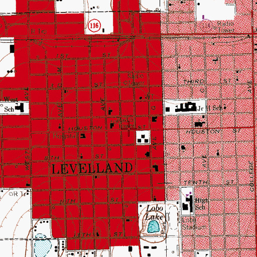 Topographic Map of Levelland, TX