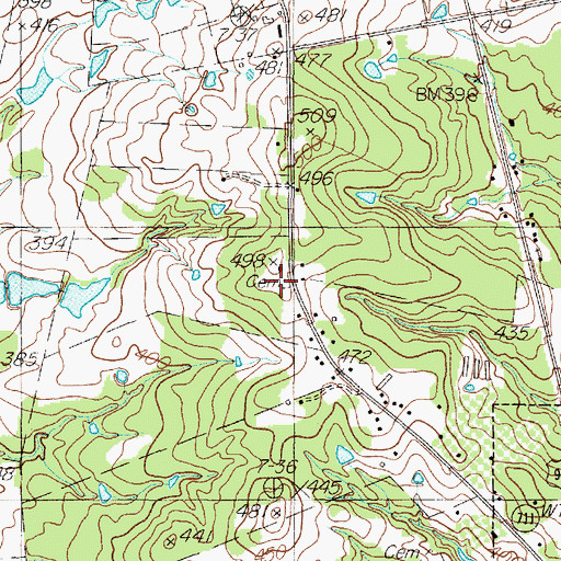 Topographic Map of Lewis Cemetery, TX