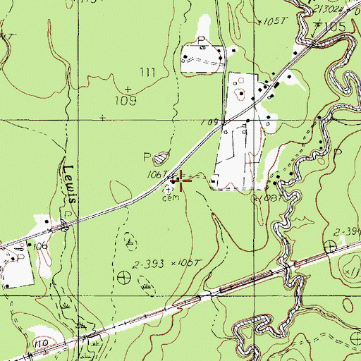 Topographic Map of Lewis Chapel, TX