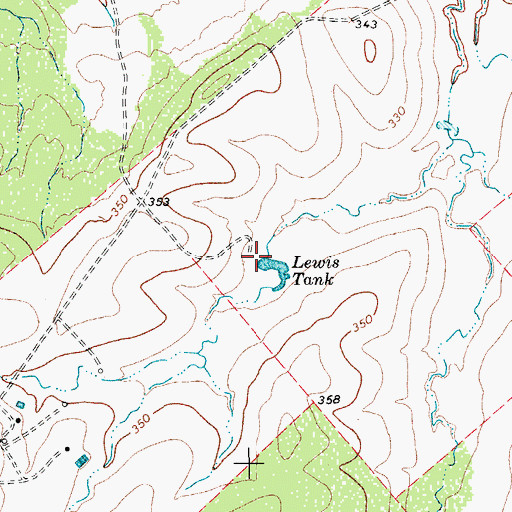 Topographic Map of Lewis Tank, TX