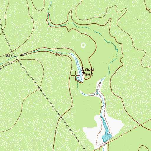 Topographic Map of Lewis Tank, TX