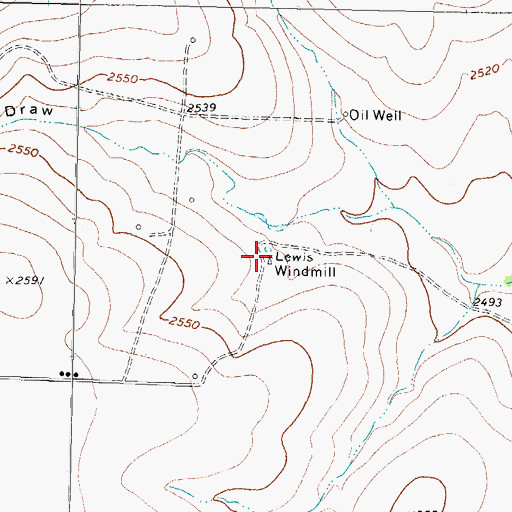 Topographic Map of Lewis Windmill, TX