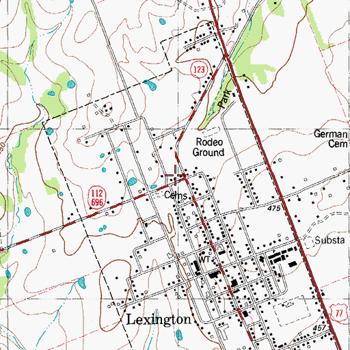 Topographic Map of Lexington, TX
