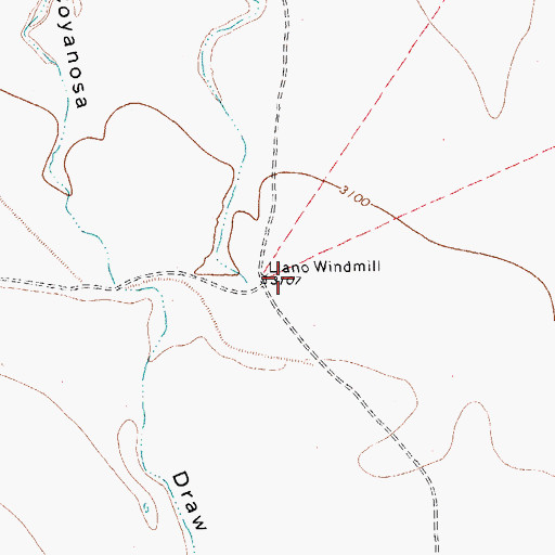 Topographic Map of Liano Windmill, TX