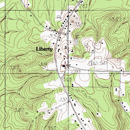Topographic Map of Liberty, TX