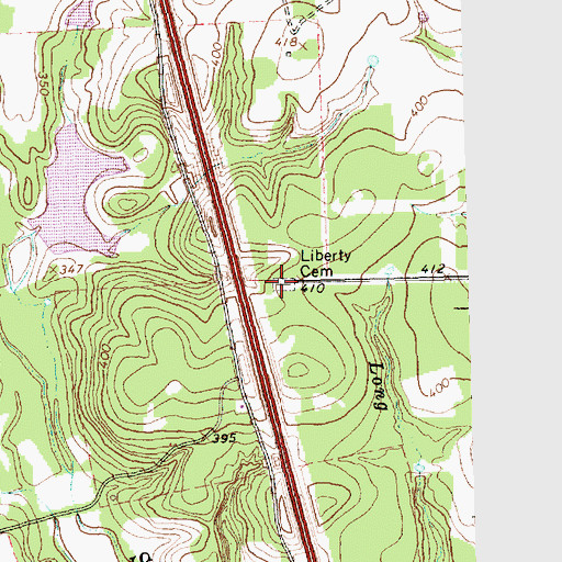 Topographic Map of Liberty Cemetery, TX