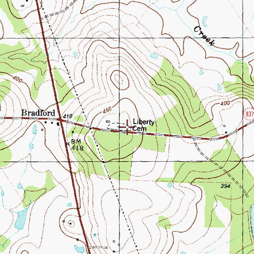 Topographic Map of Liberty Cemetery, TX