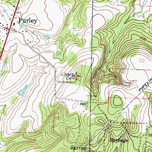 Topographic Map of Liberty Cemetery, TX