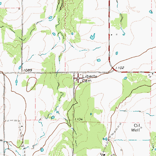 Topographic Map of Liberty Cemetery, TX