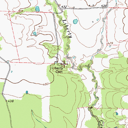 Topographic Map of Liberty Cemetery, TX
