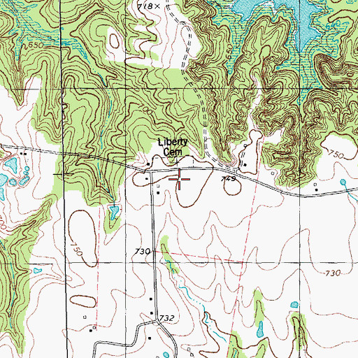 Topographic Map of Liberty Cemetery, TX