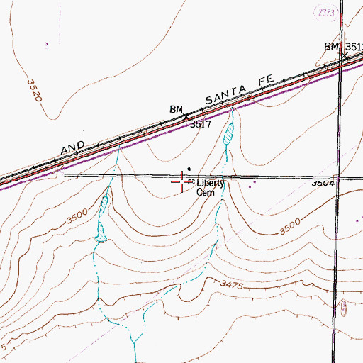 Topographic Map of Liberty Cemetery, TX