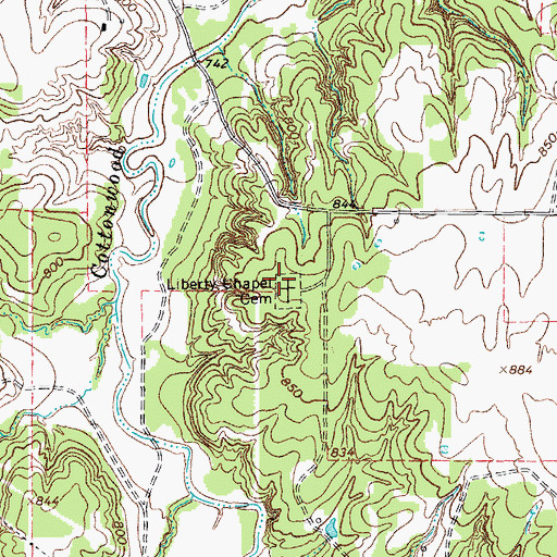 Topographic Map of Liberty Chapel Cemetery, TX