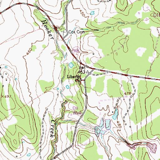 Topographic Map of Liberty Church, TX