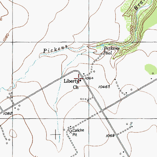 Topographic Map of Liberty Church, TX