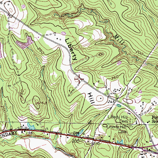 Topographic Map of Liberty Hill, TX