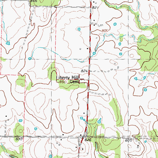 Topographic Map of Liberty Hill Cemetery, TX