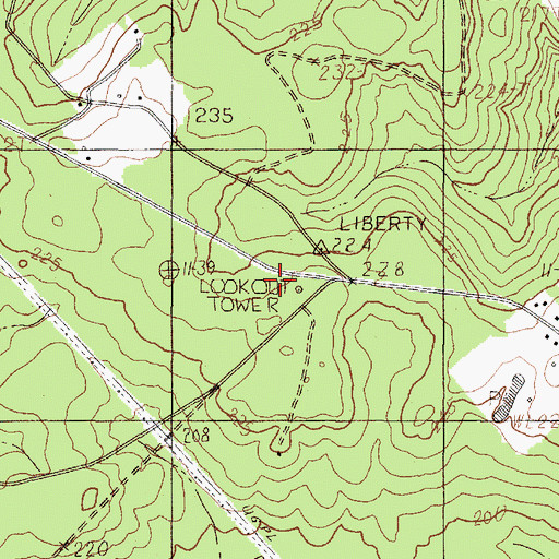 Topographic Map of Liberty Hill Lookout, TX