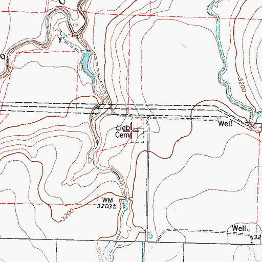 Topographic Map of Lieb Cemetery, TX