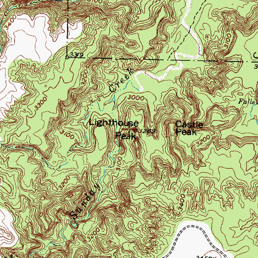 Topographic Map of Lighthouse Peak, TX