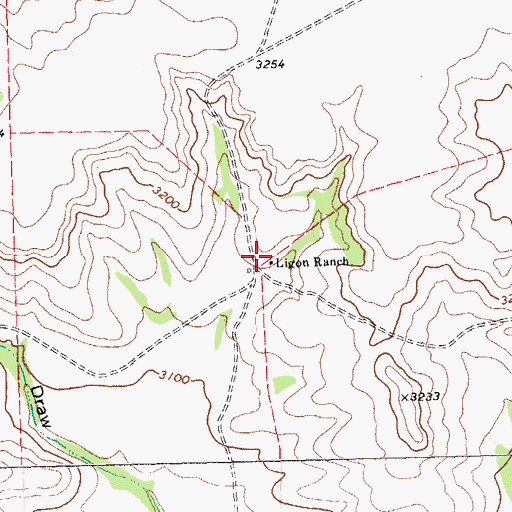 Topographic Map of Ligon Ranch, TX