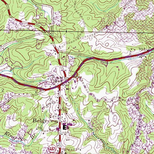 Topographic Map of Belgreen Cemetery, AL