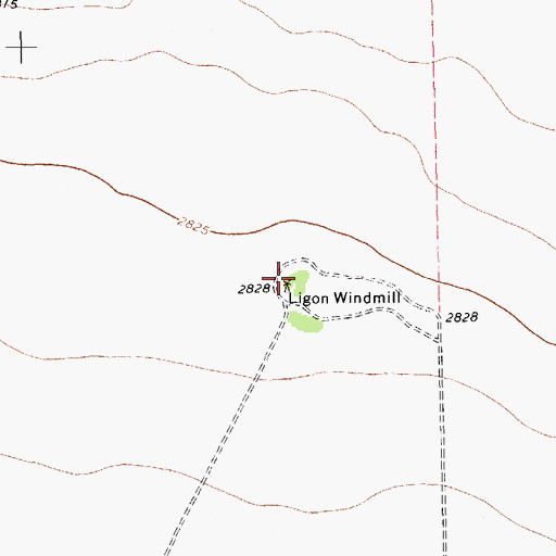 Topographic Map of Ligon Windmill, TX